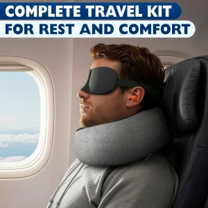 Memory Foam Travel Neck Pillow with Carry Bag